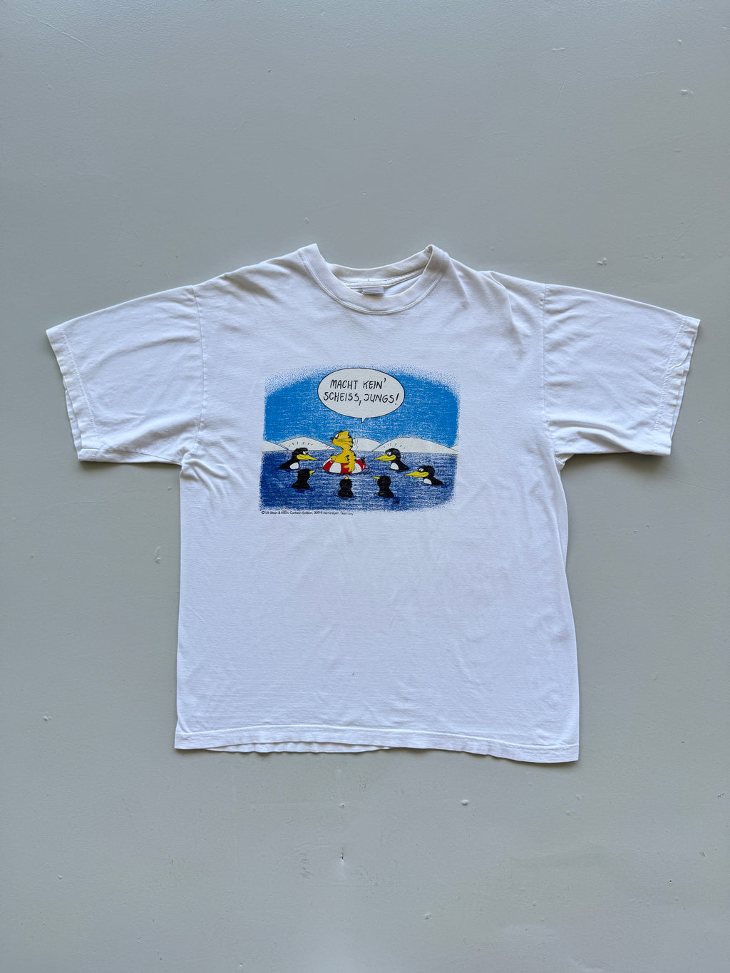 White German Cartoon Graphic 90's Vintage Novelty T-Shirt - XL