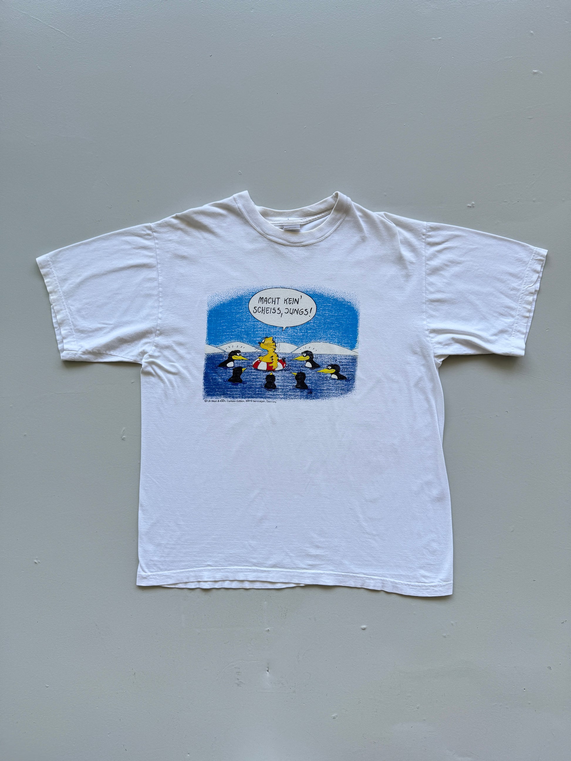 White German Cartoon Graphic 90's Vintage Novelty T-Shirt - XL