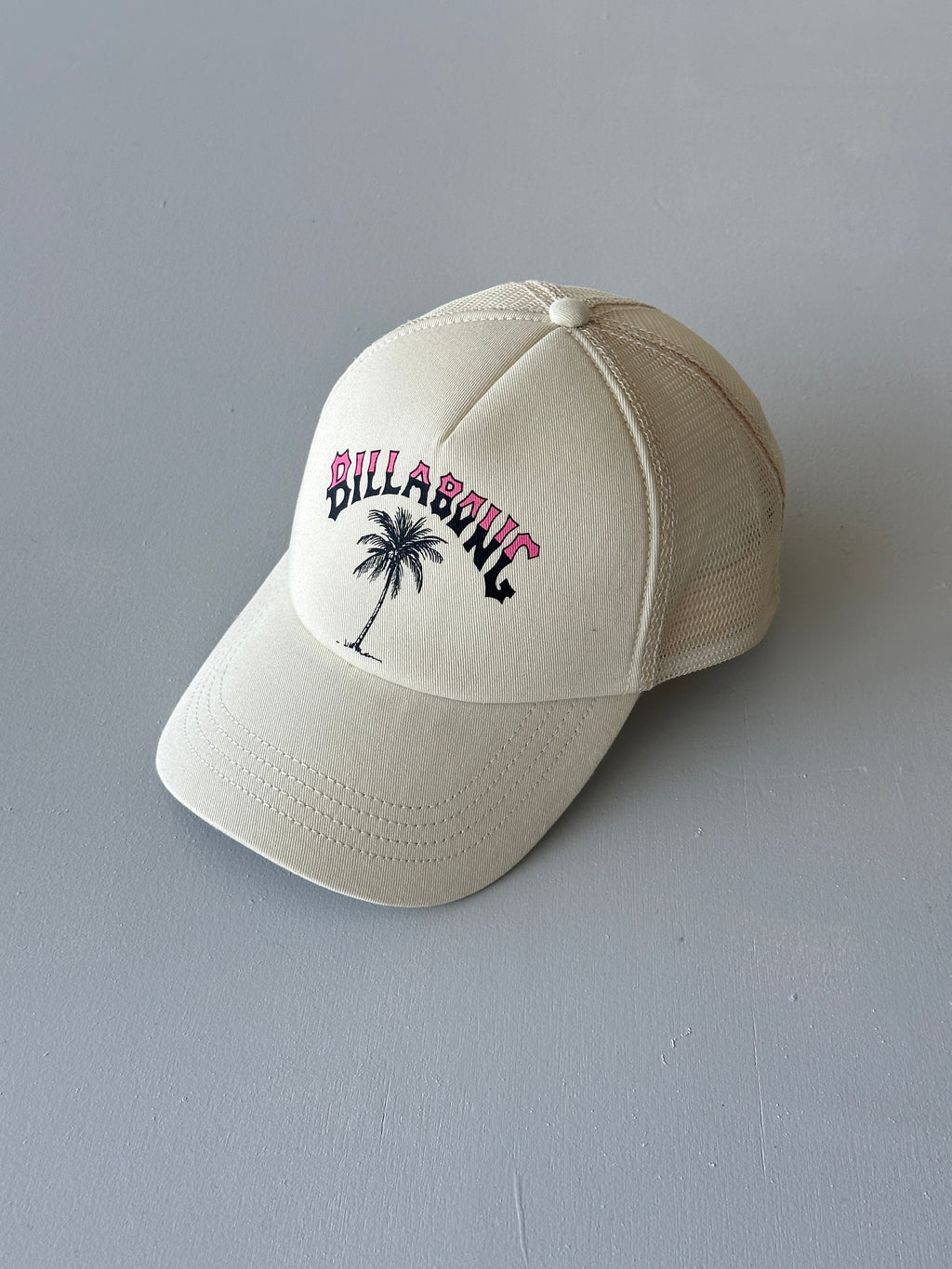 Cream Billabong Palm Tree Vintage Mesh SnapBack Trucker Cap