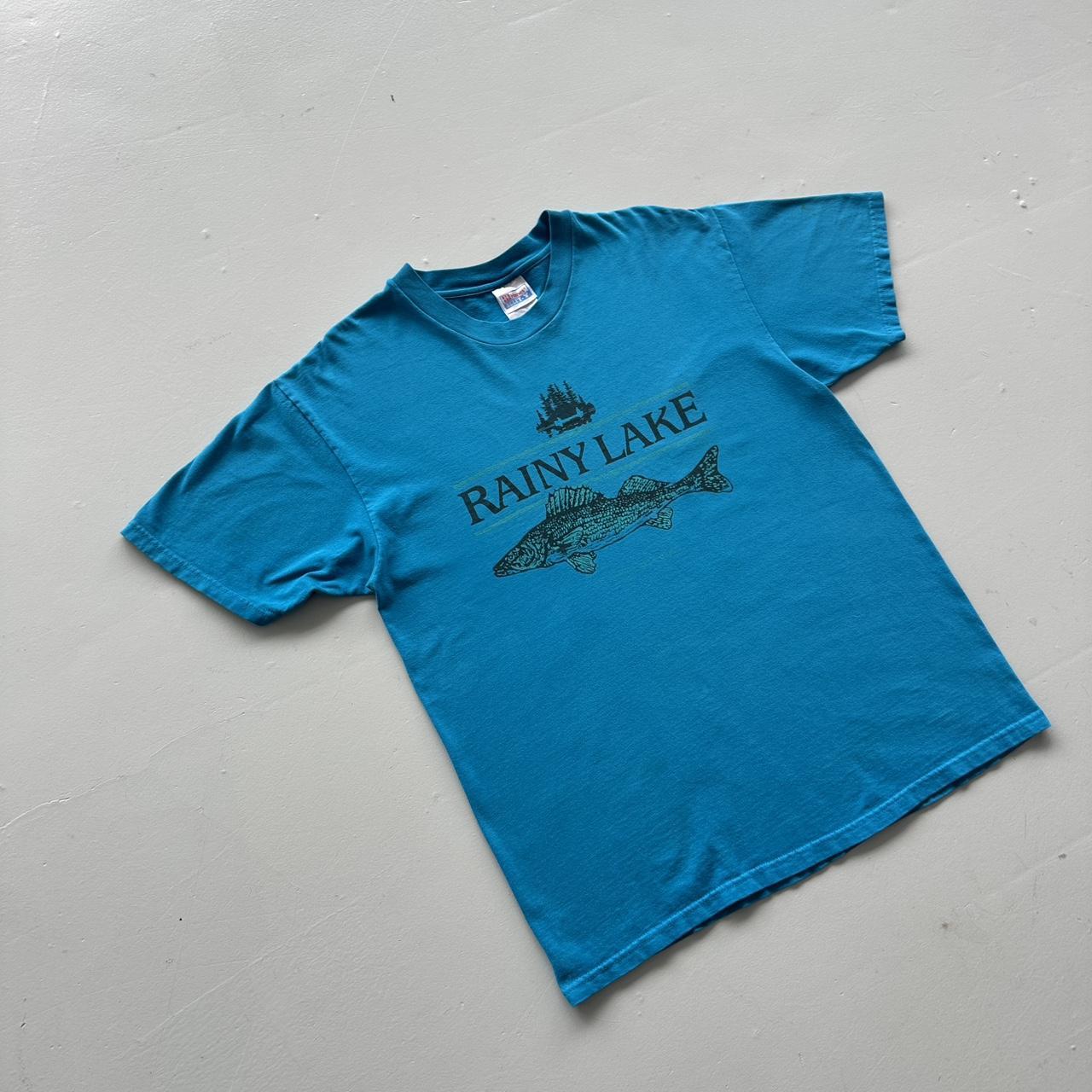 Blue Rainy Lake Vintage 90s T-shirt - Medium