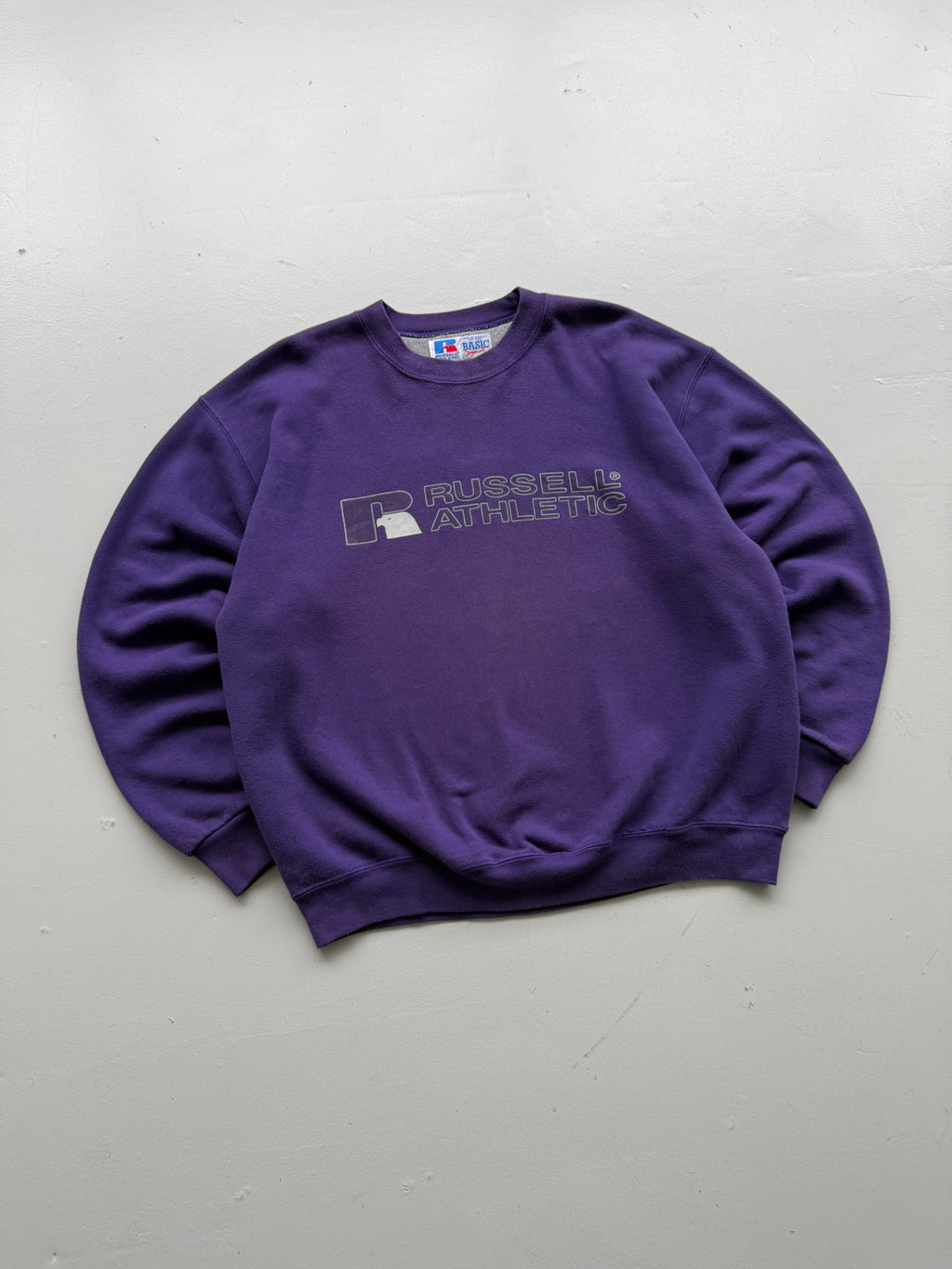 Russell Athletic Basic Sweat 90's Vintage Purple Sweatshirt - Medium