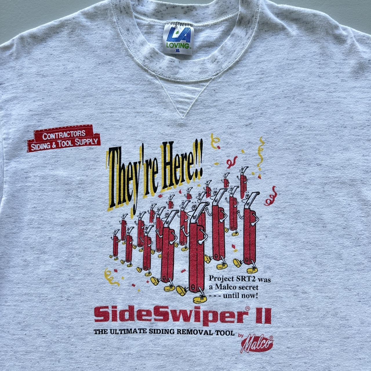 Grey Side Swiper Contractor Vintage 90s T-shirt - XL