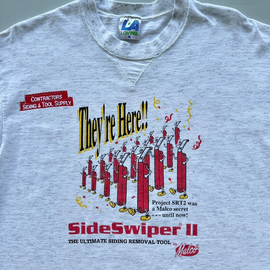 Grey Side Swiper Contractor Vintage 90s T-shirt - XL