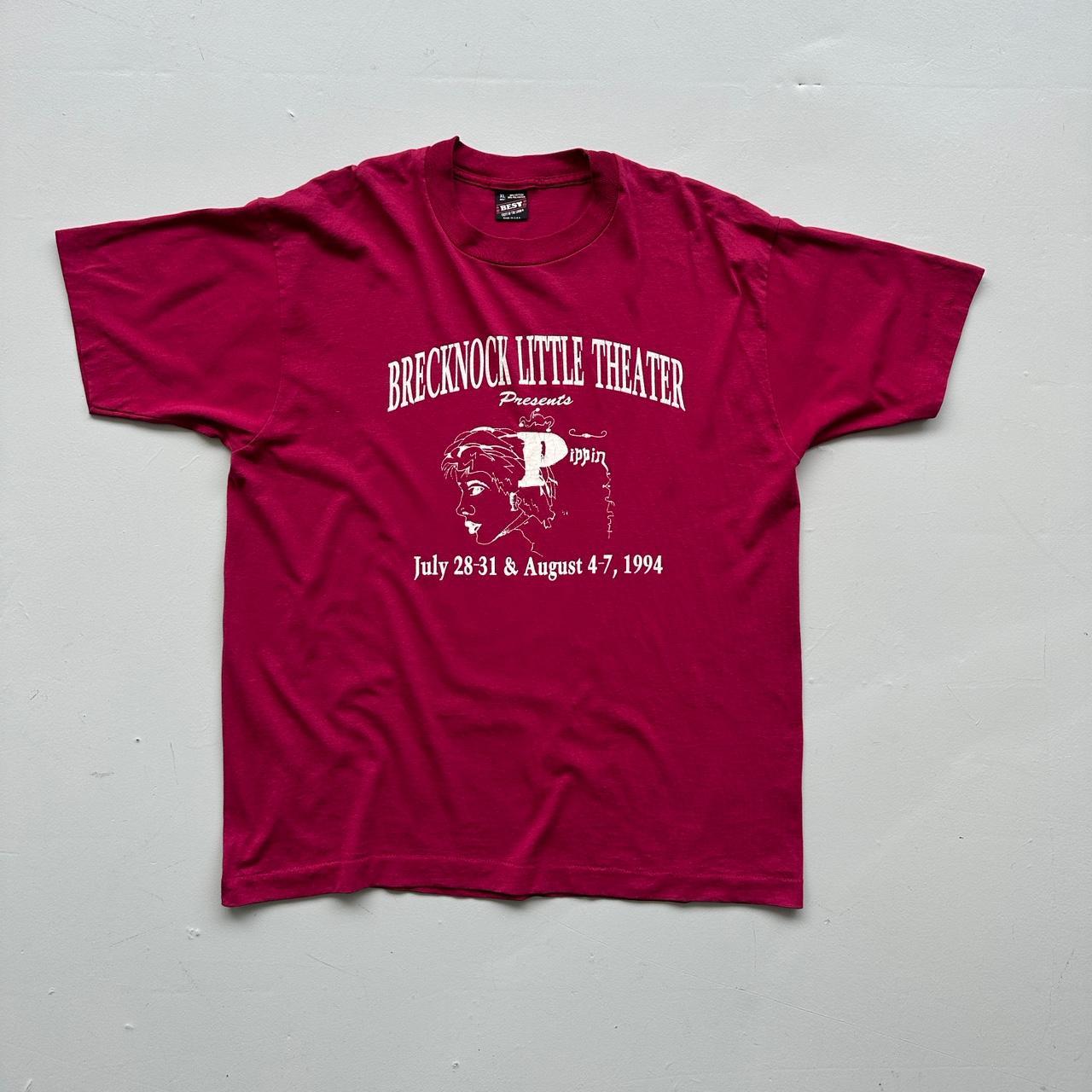 Burgundy Red Little Theatre 90s Vintage T-shirt - Large