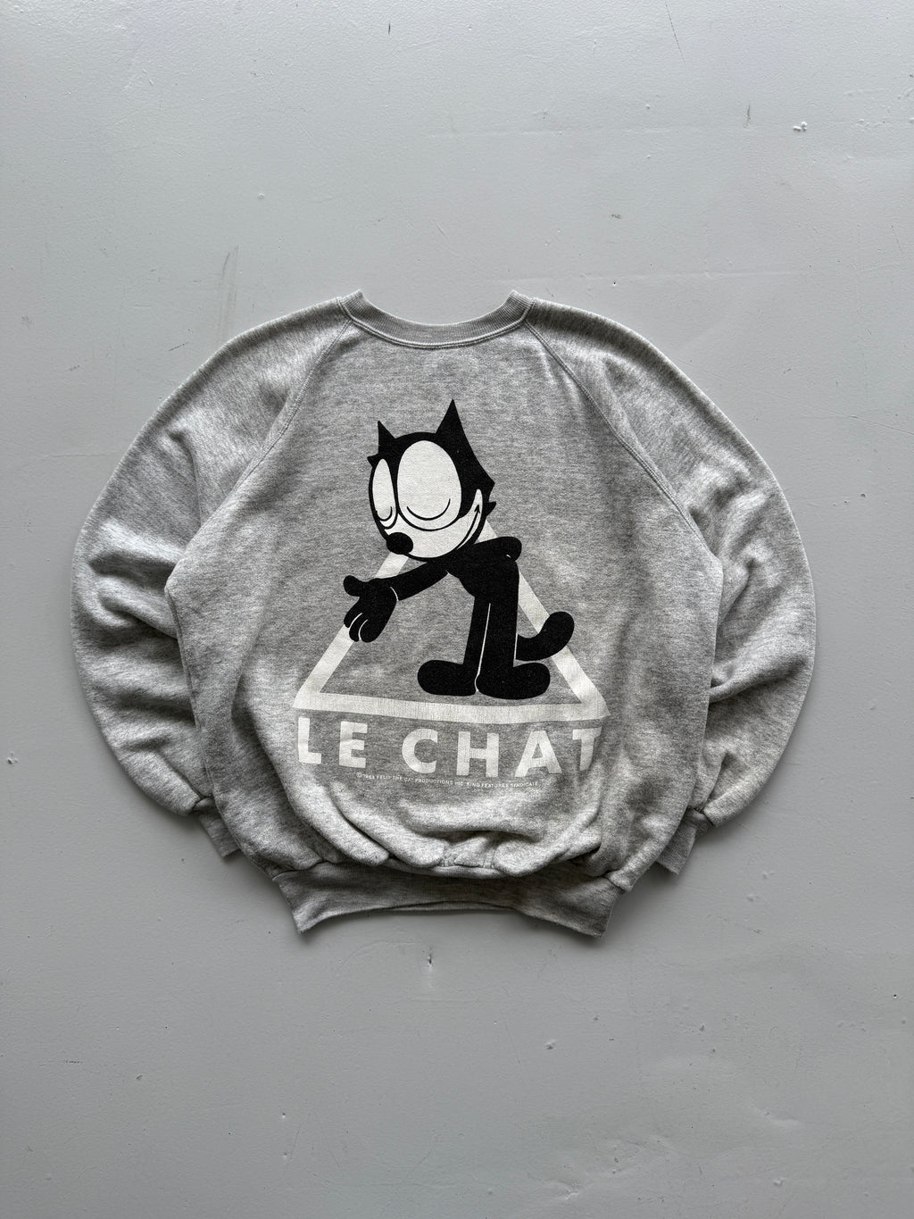 Grey Felix the Cat 80's Vintage Cartoon Graphic Sweatshirt Jumper - Medium