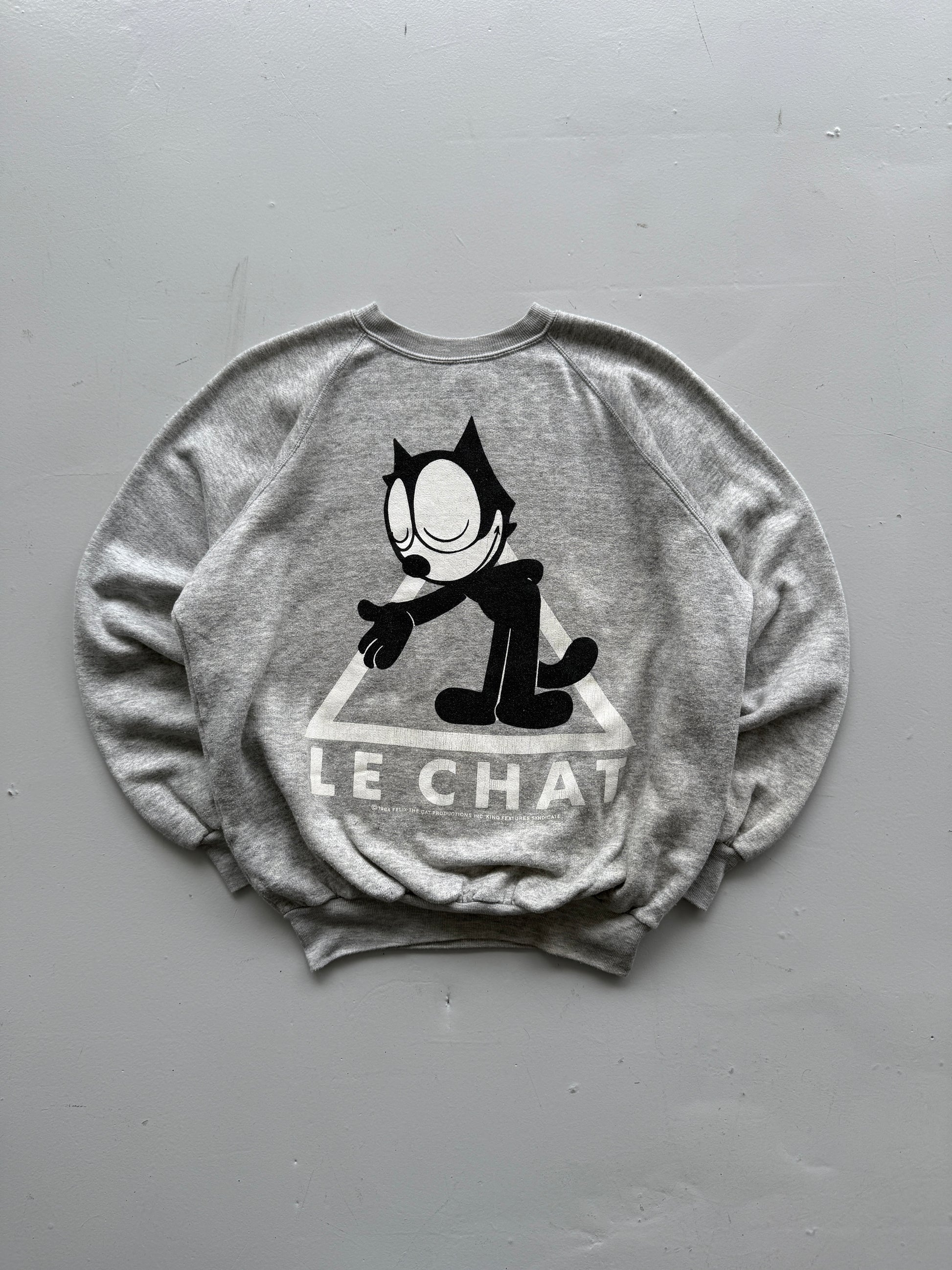 Grey Felix the Cat 80's Vintage Cartoon Graphic Sweatshirt Jumper - Medium