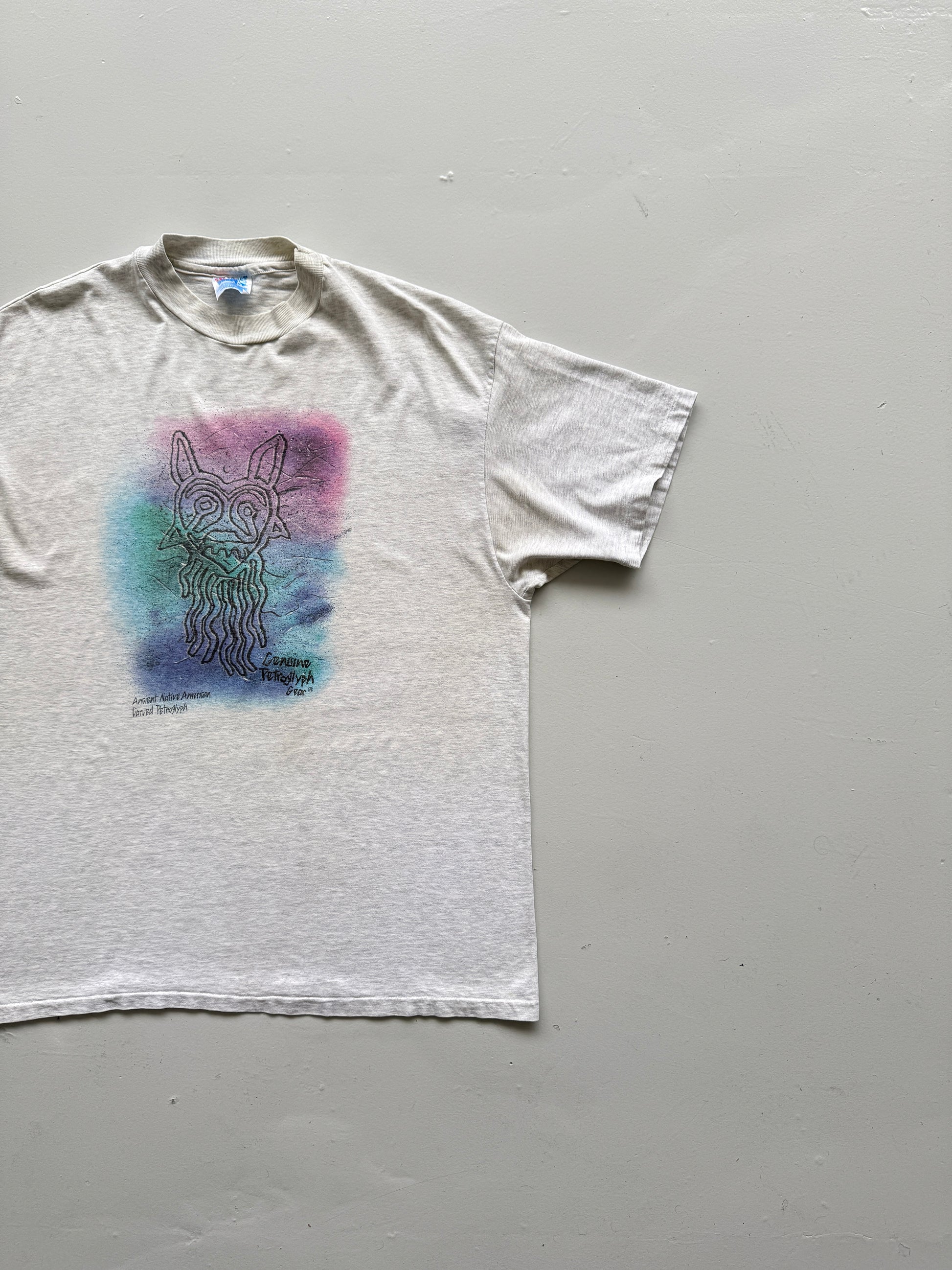 Grey Ancient Native 90's Vintage Single Stitch Graphic Tourist T-Shirt - XL