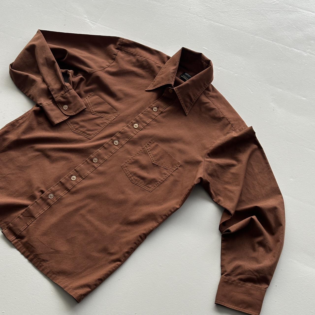 Brown JC Penny 70s Button-Up Shirt - Medium
