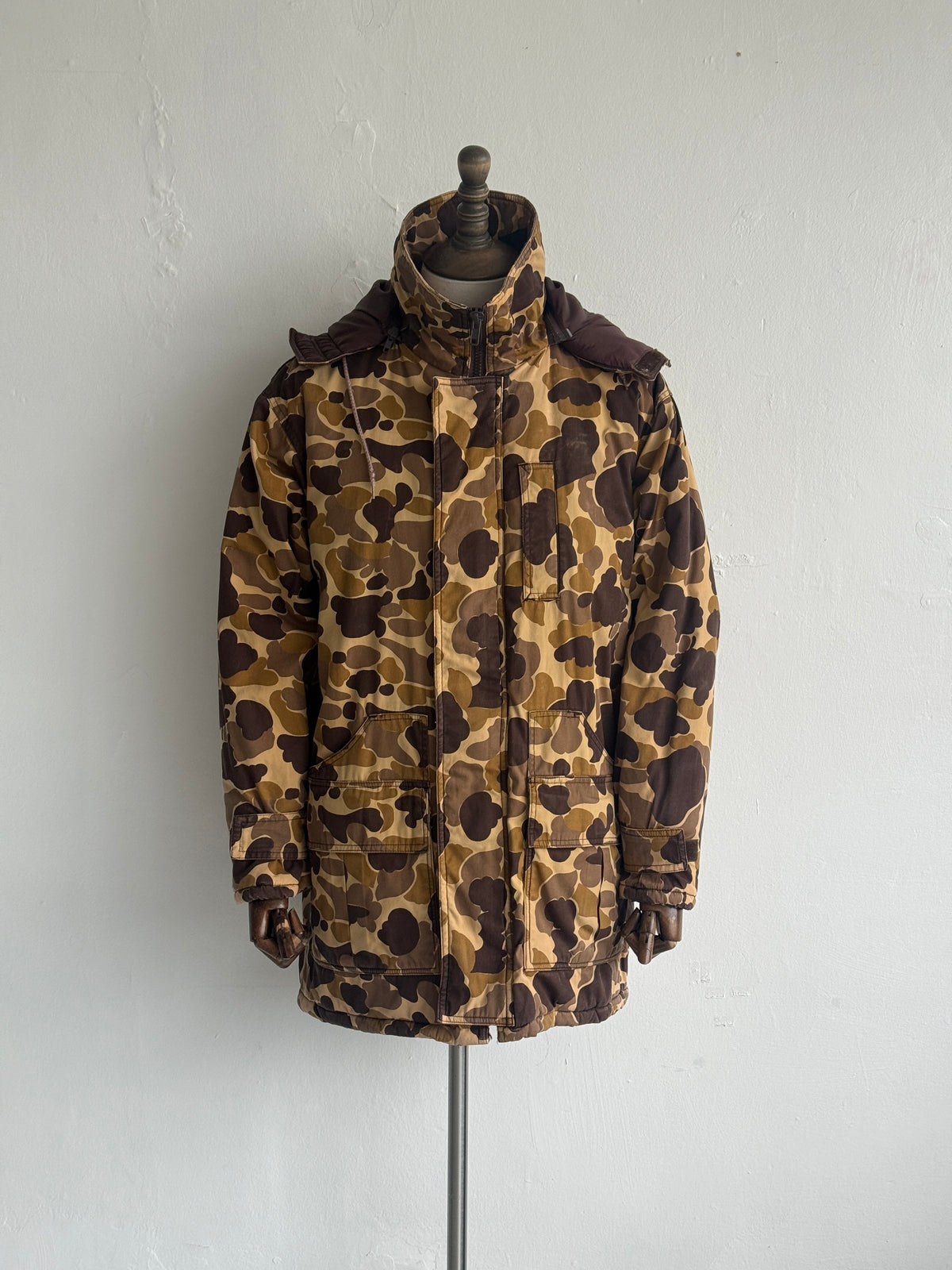 Avid Camo Duck Hunter 80's Vintage Hooded Hunting Jacket - Medium