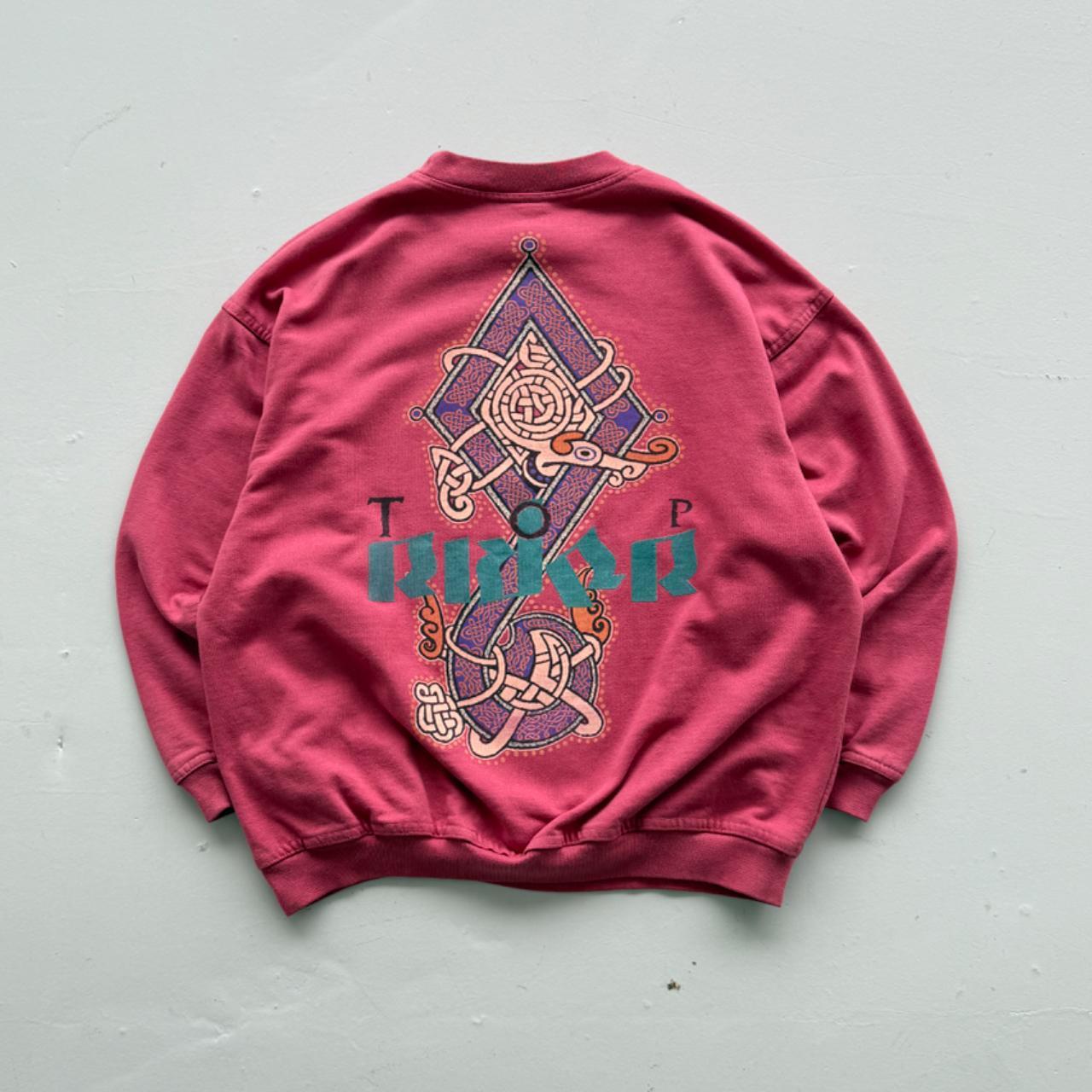 Pink Top Rider 80’s Vintage Tribal Graphic Surf Sweatshirt - Large