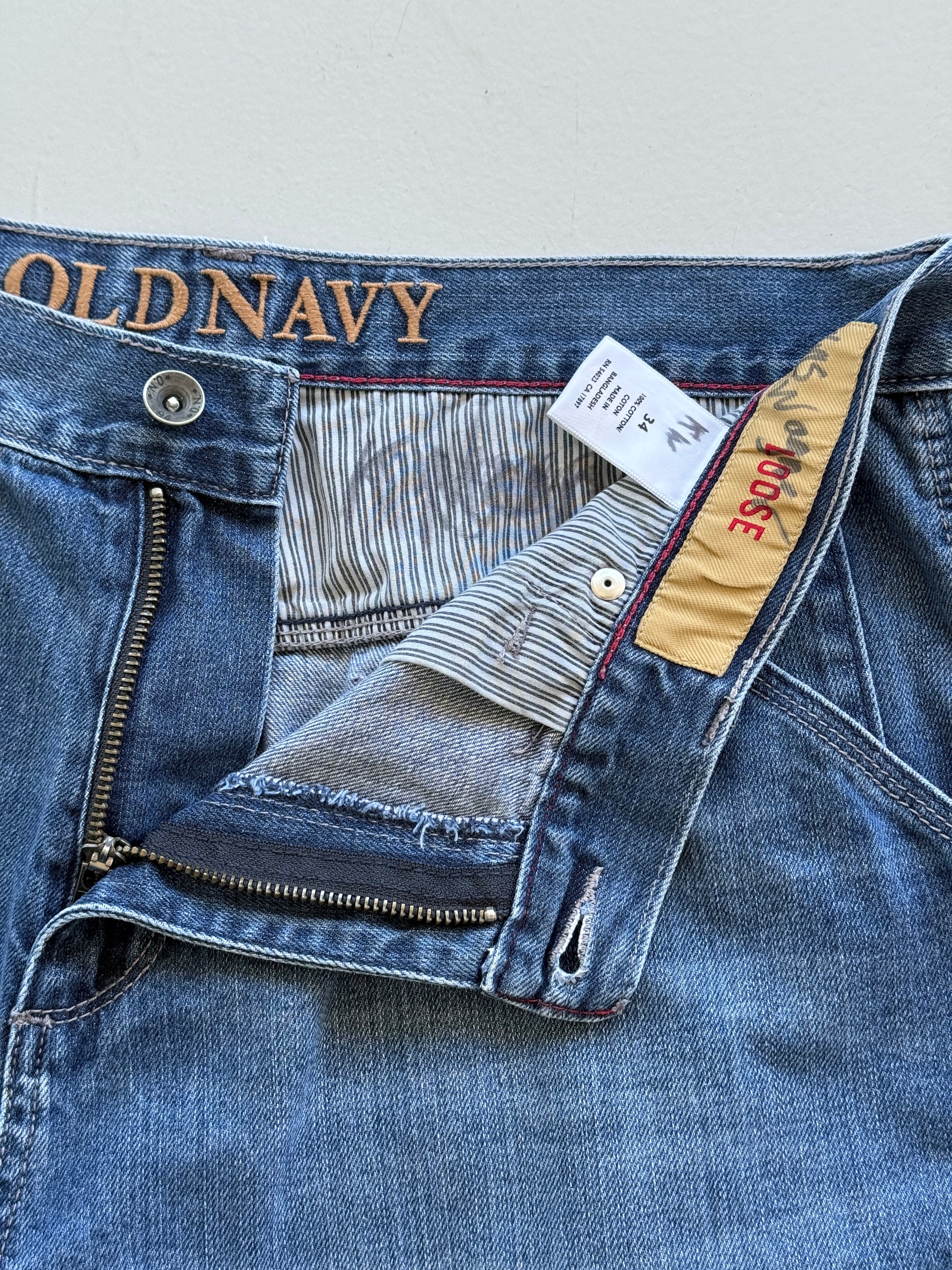 Blue Old Navy 00's Vintage Y2K Baggy Carpenter Denim Shorts - W36 x L12