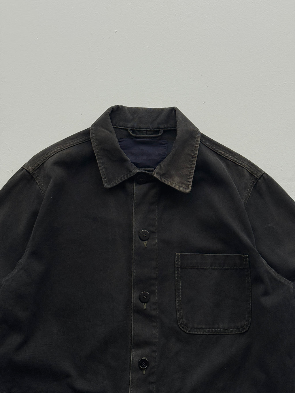 Black French Chore Jacket 90's Vintage Canvas Workwear CH217- Small