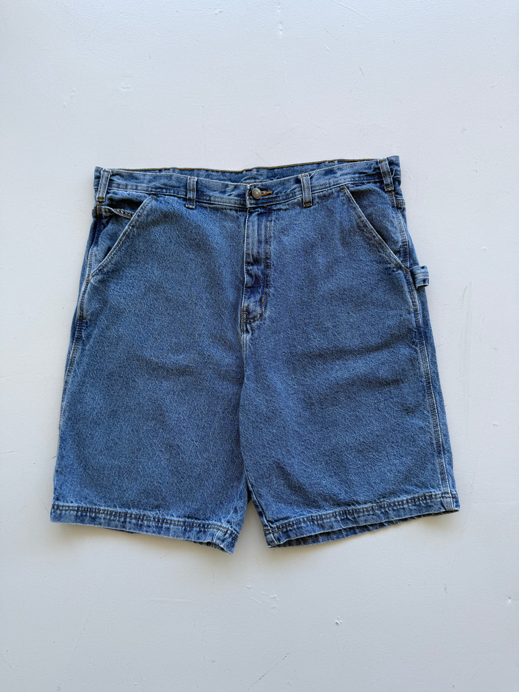 Blue 90's Vintage Baggy Carpenter Style Denim Shorts - W40 x L9