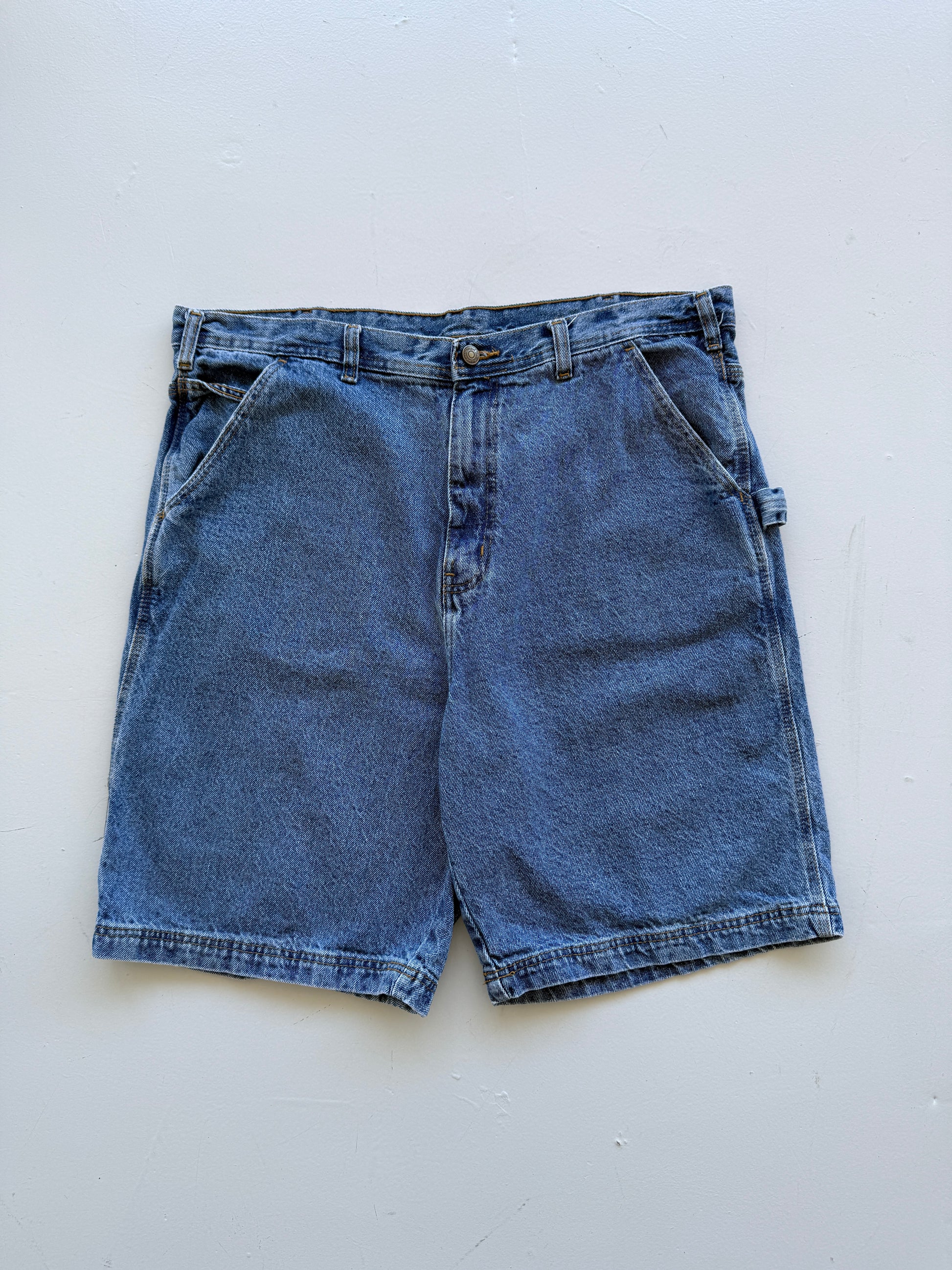 Blue 90's Vintage Baggy Carpenter Style Denim Shorts - W40 x L9