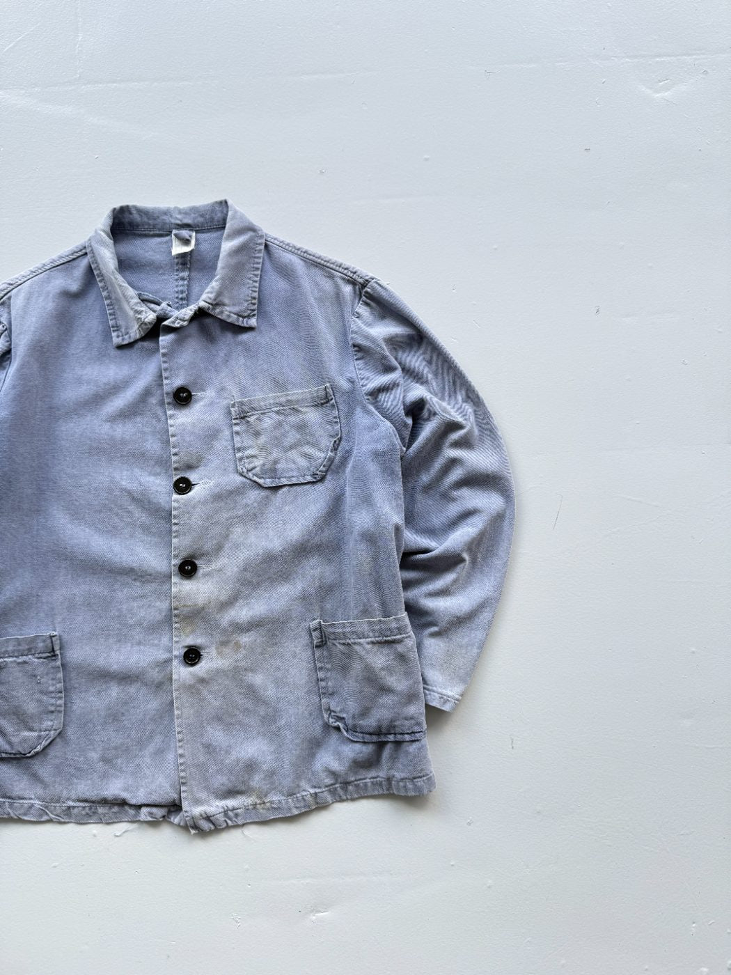 French Chore Vintage Faded Blue Cotton Work Jacket CH236 - Small