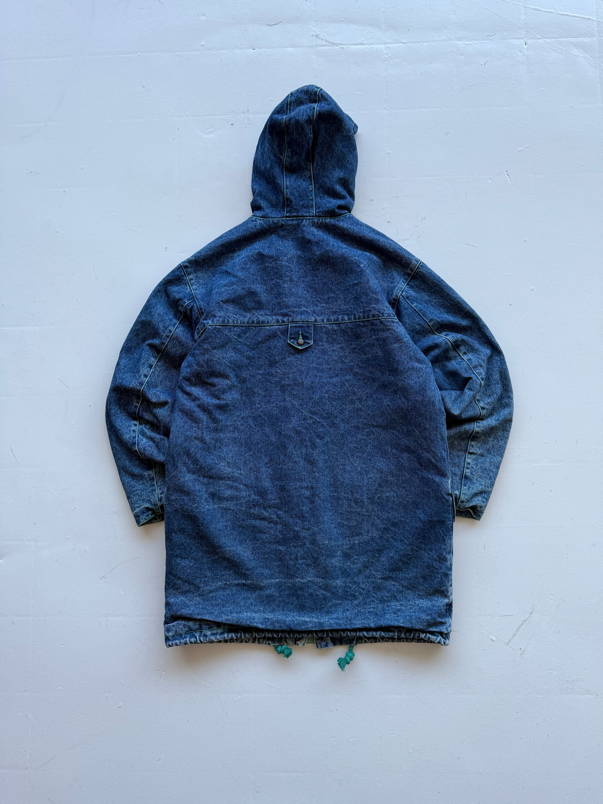Blue Wrangler 90's Vintage Denim Parka Jacket - Medium