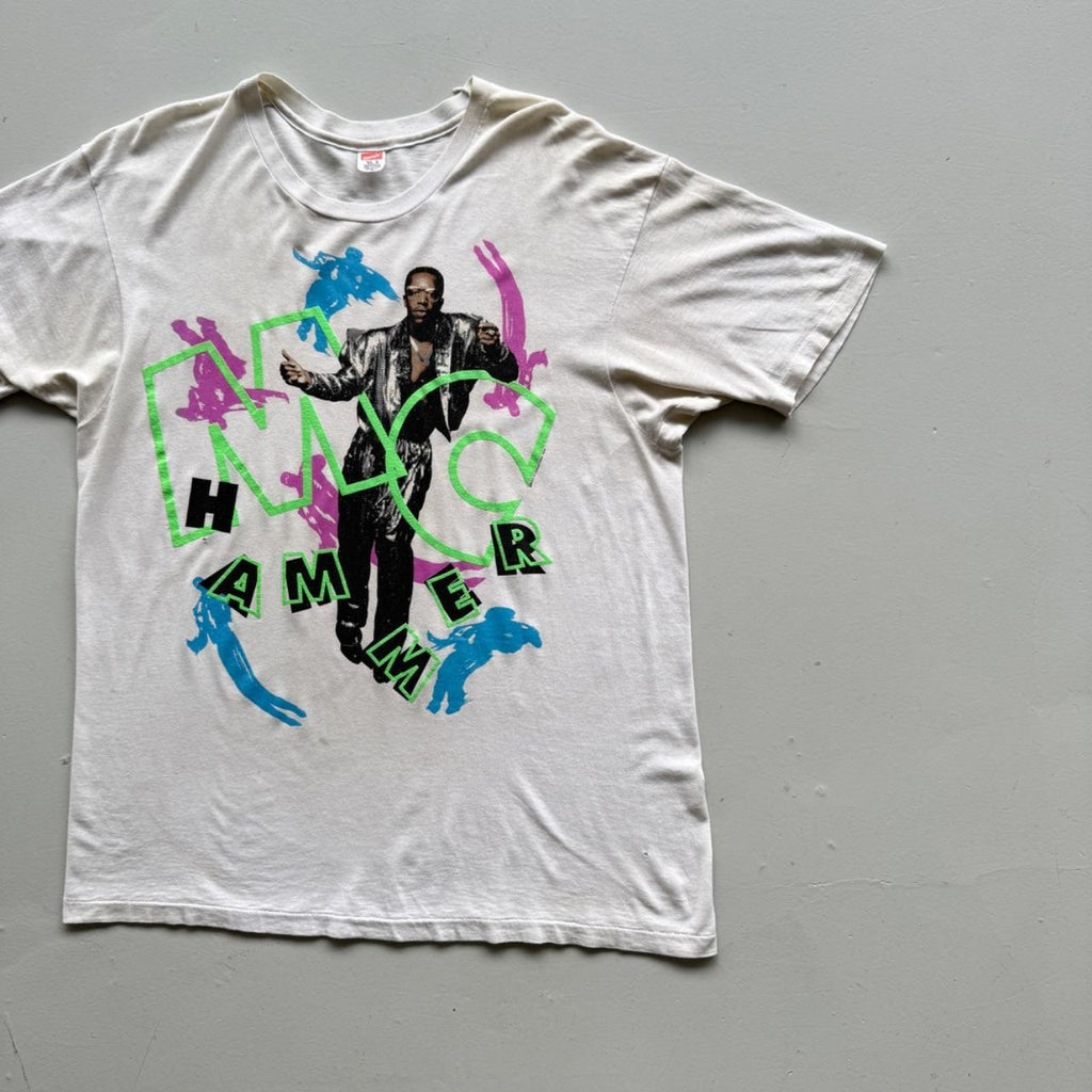 Faded White MC Hammer 90s Vintage Graphic Band T-Shirt - XL