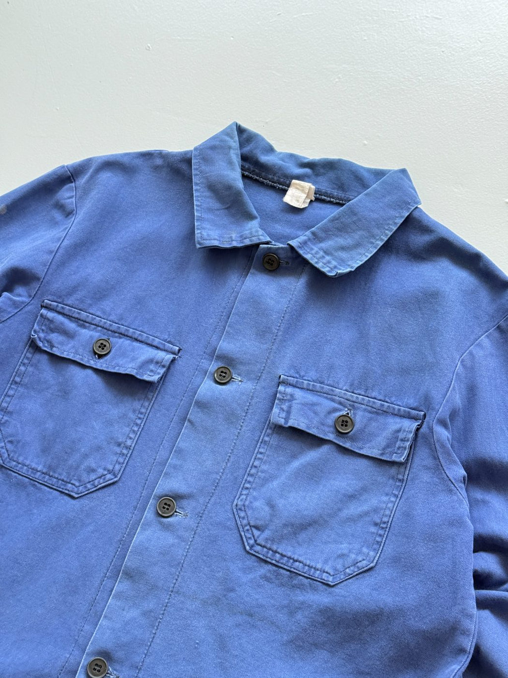 Blue French Herringbone 1970's Vintage Workwear Chore Jacket CH330 - Small
