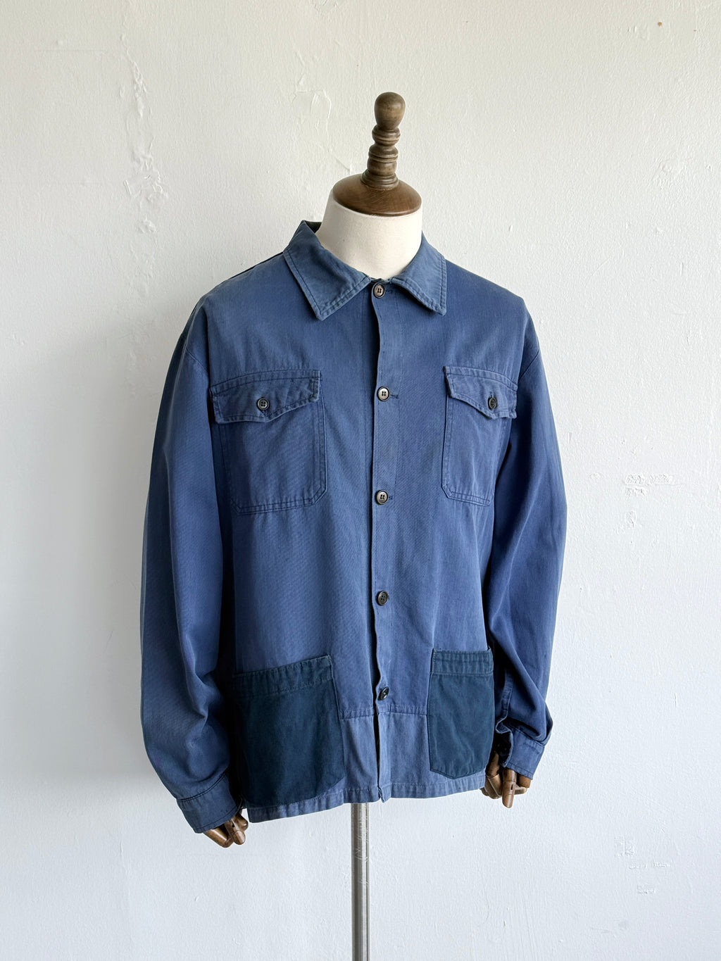 Faded Blue French 1950s/60s Vintage Workwear Chore Jacket CH479 - XL