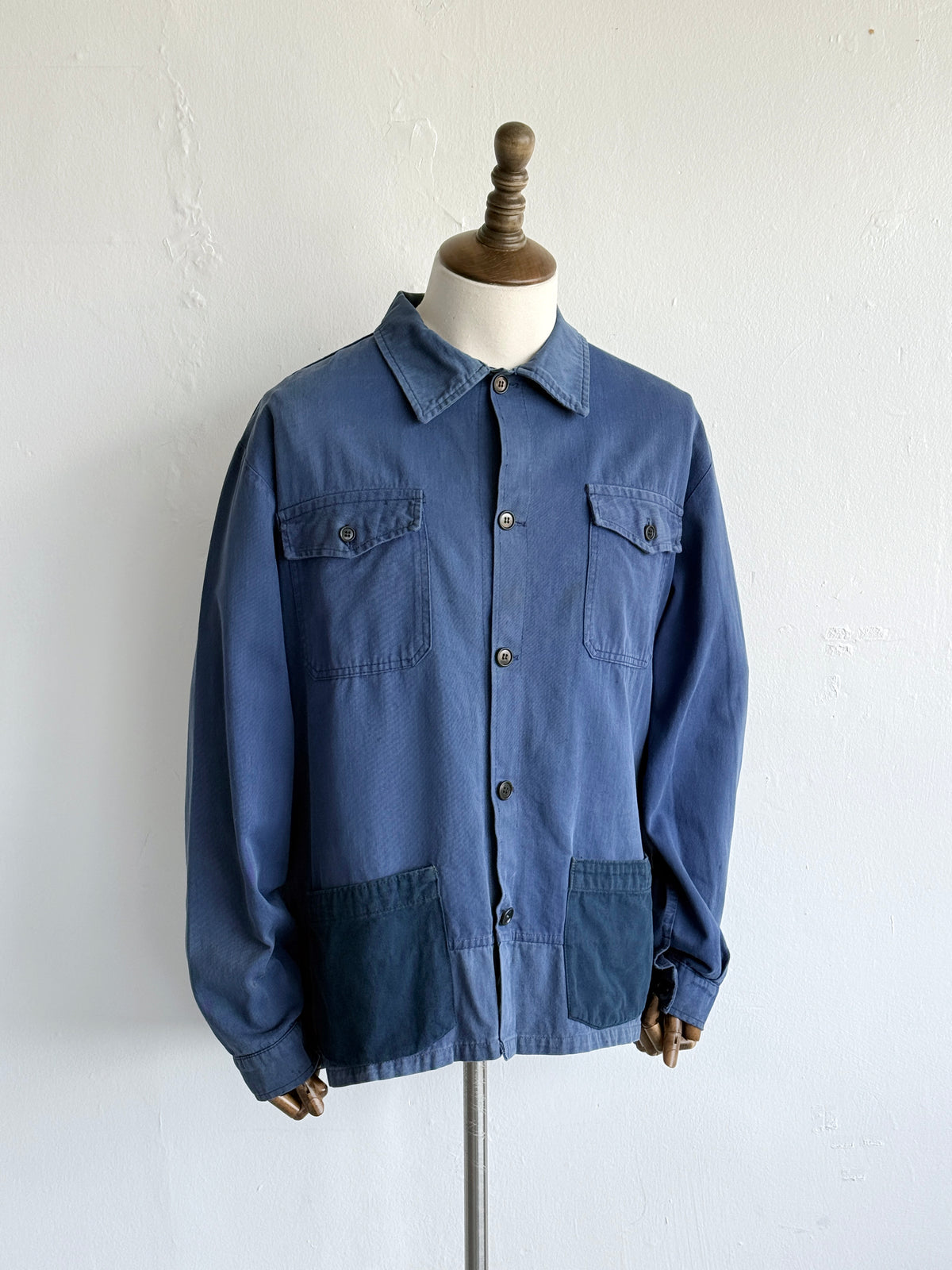 Faded Blue French 1950s/60s Vintage Workwear Chore Jacket CH479 - XL
