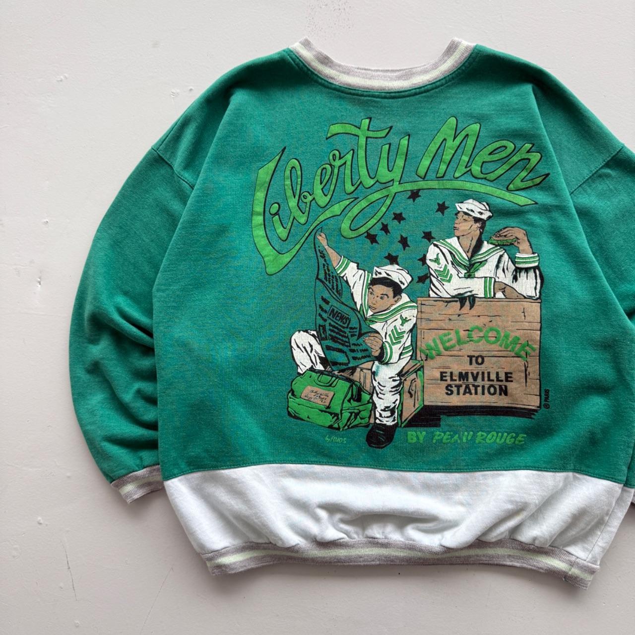 Green Liberty Men 80’s Vintage Graphic Sweatshirt - Boxy Large