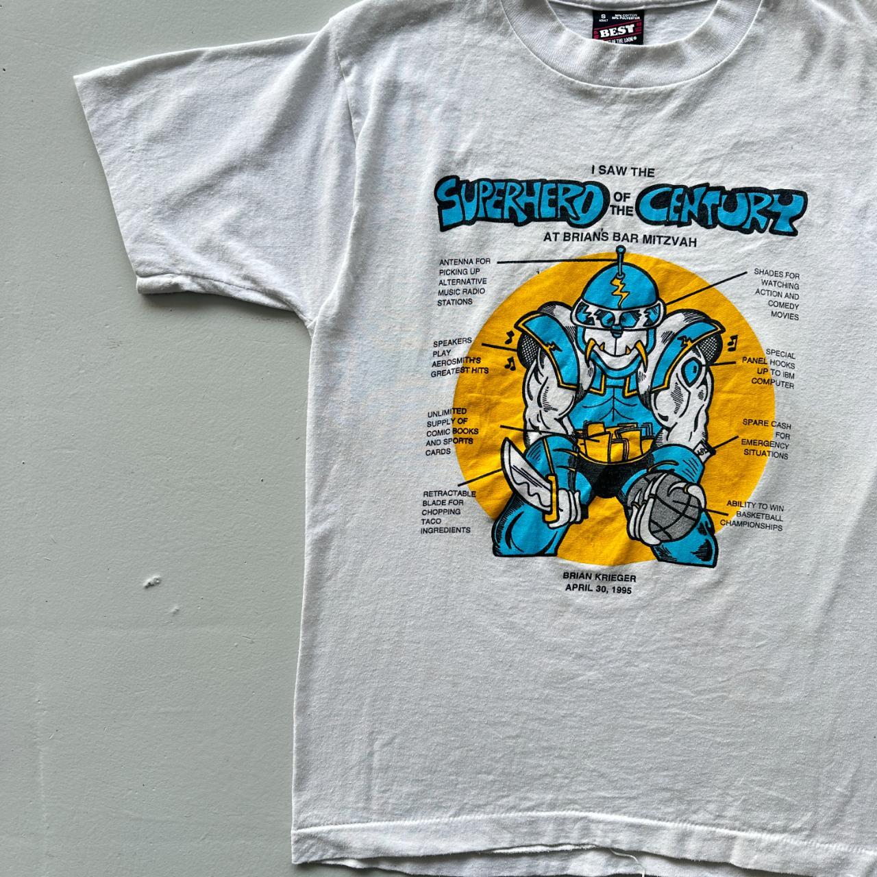 White Superhero Of The Century Vintage 90's T-shirt - X-Small
