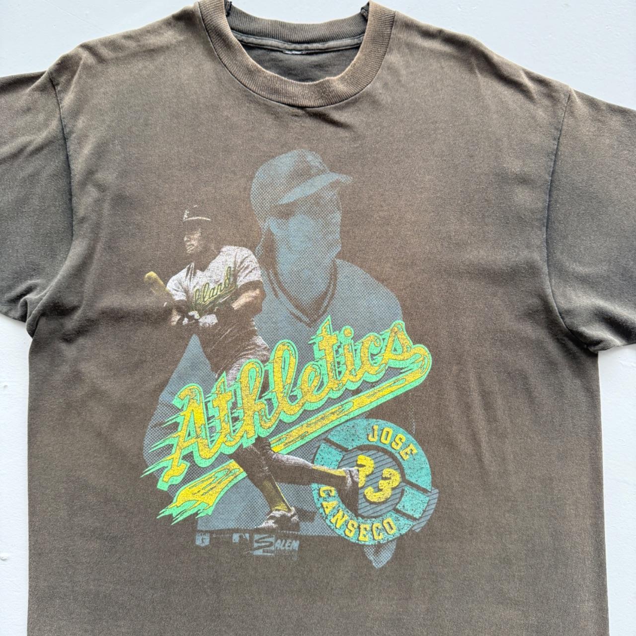Faded Brown Athletics Baseball 90s Vintage Graphic T-Shirt - Large