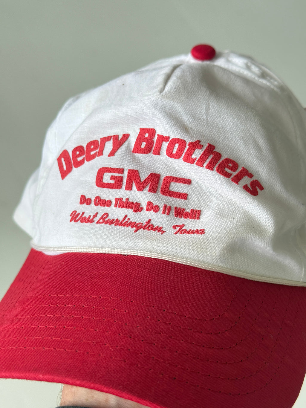 White Deery Brothers GMC Mechanics Vintage Cotton SnapBack Trucker Cap