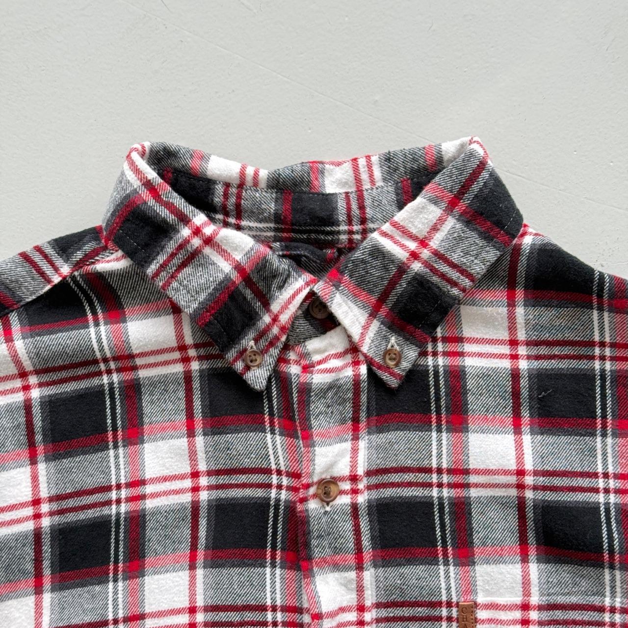 Red and Black Checkered Chaps 90s Vintage Long Sleeve Shirt - Large