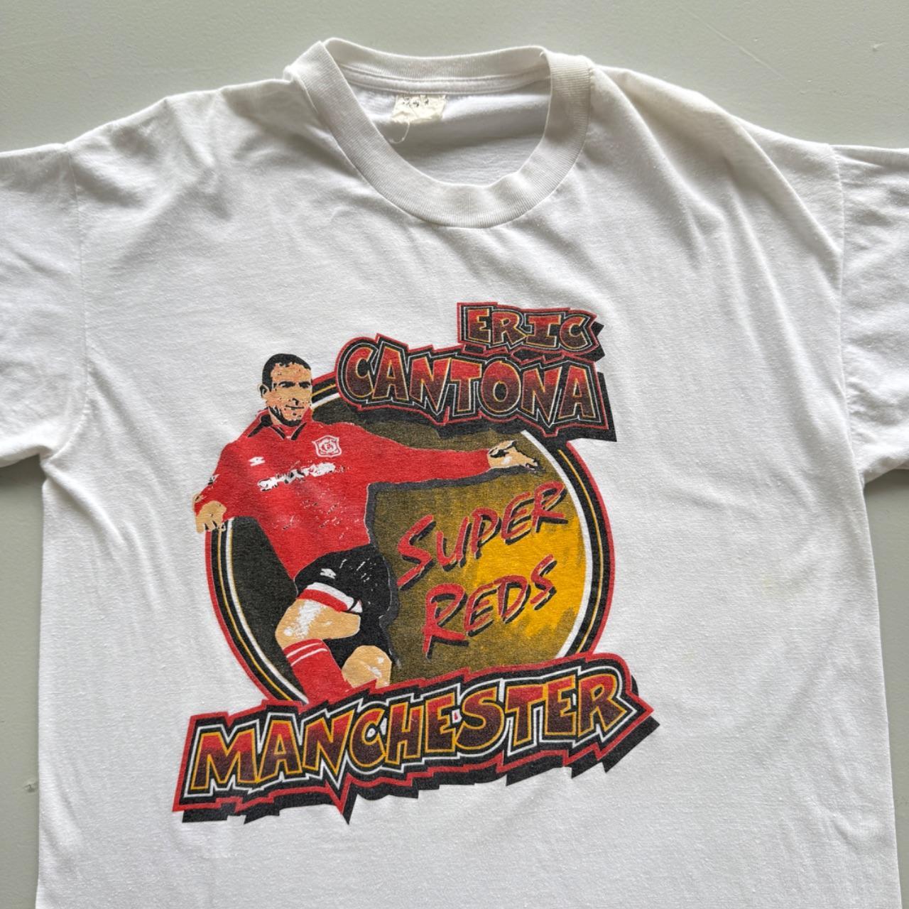 White Eric Cantona 90s Vintage Manchester United T-Shirt - XL