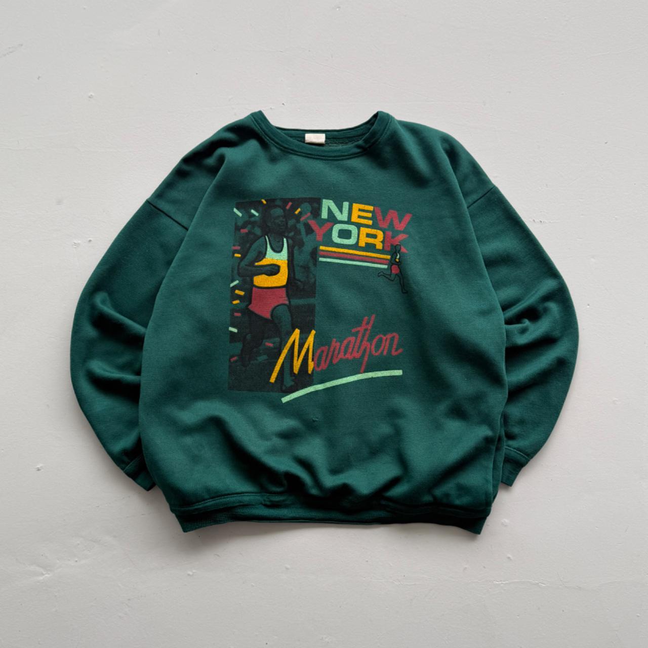 Green New York Marathon 90s Vintage Graphic Sweatershirt - Small