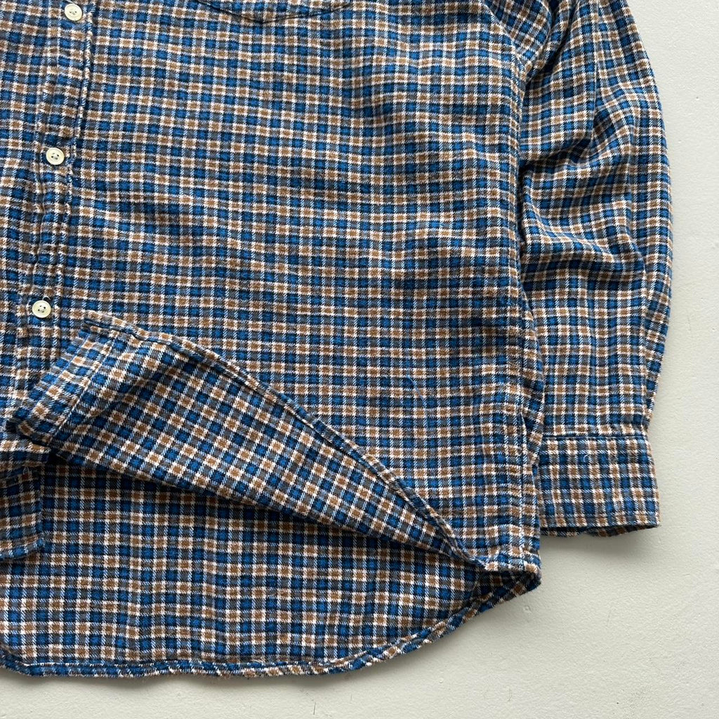 Blue Brown Checkered Basic Editions 90s Vintage Long sleeve - XL