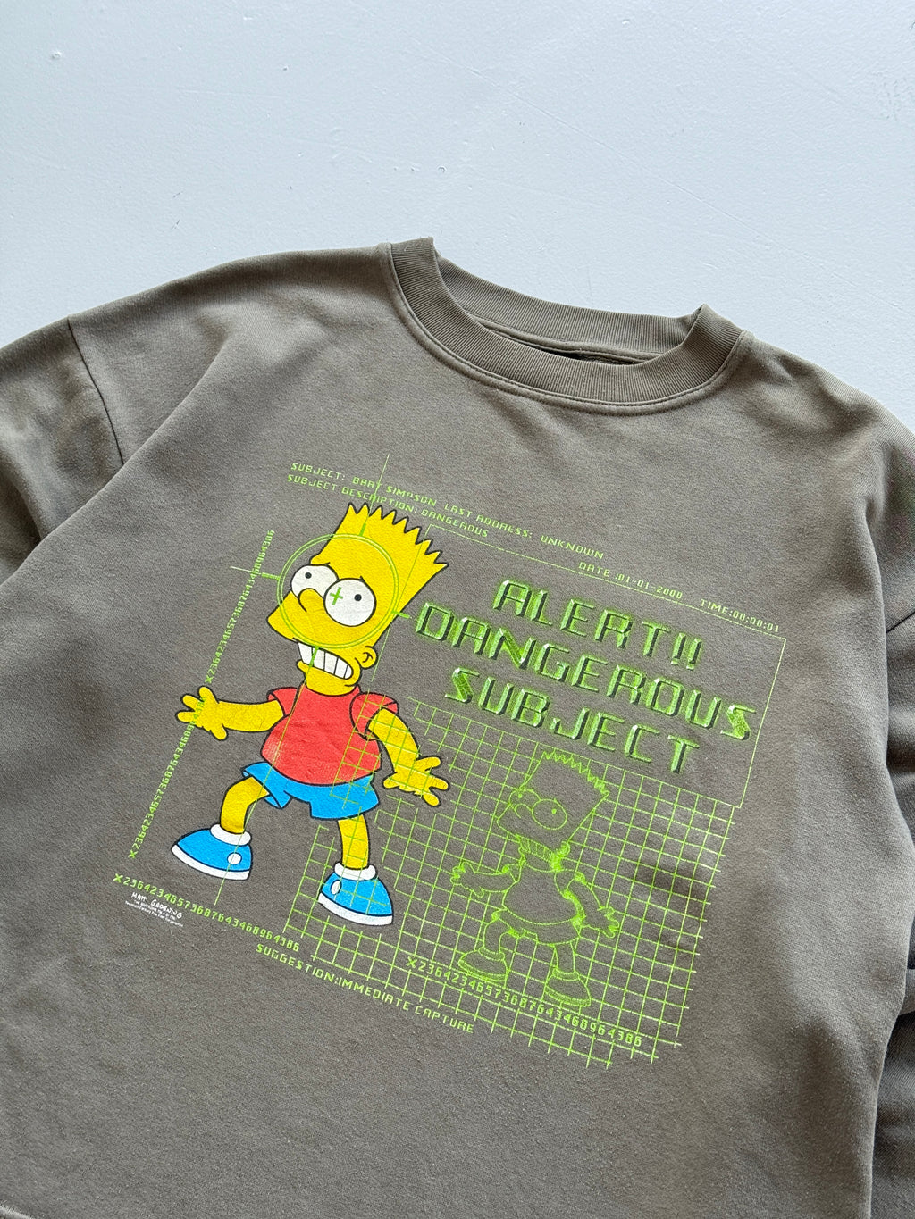 Bart Simpson Alert Dangerous Subject 90's Vintage Sweatshirt - Medium Oversized