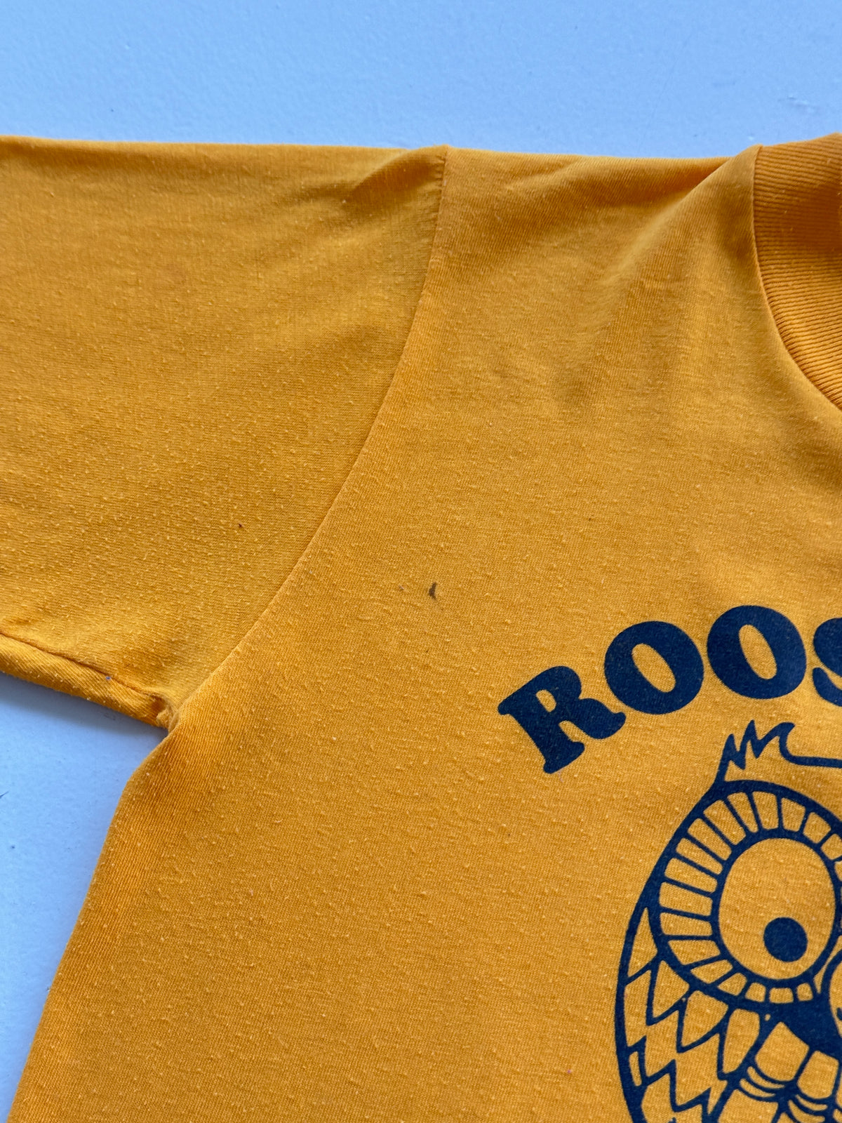Gold Roosevelt School Owl 80's Vintage Single Stitch Graphic T-Shirt - Small