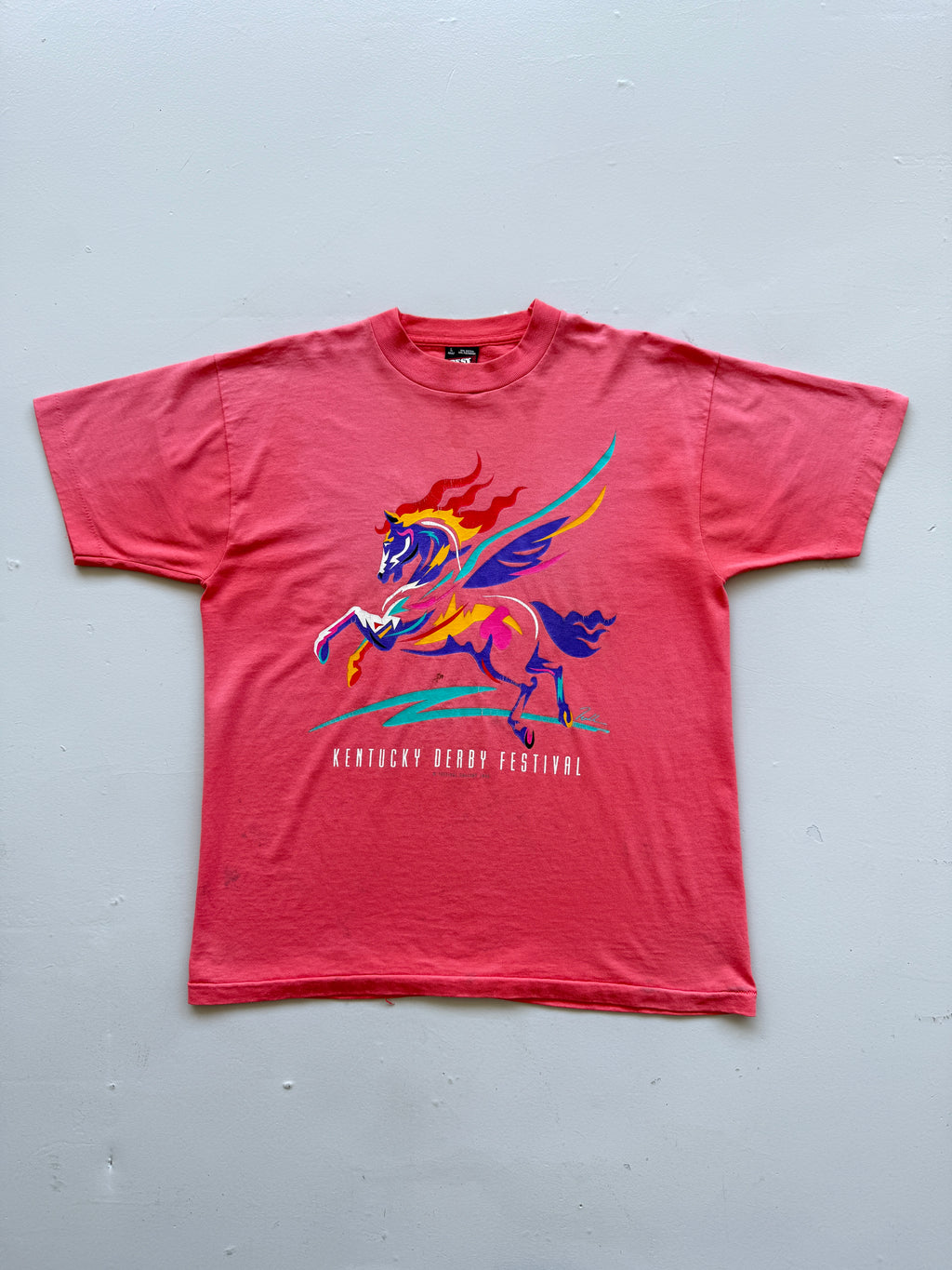 Pink Kentucky Derby Festival 90's Vintage Single Stitch Graphic T-Shirt - Large