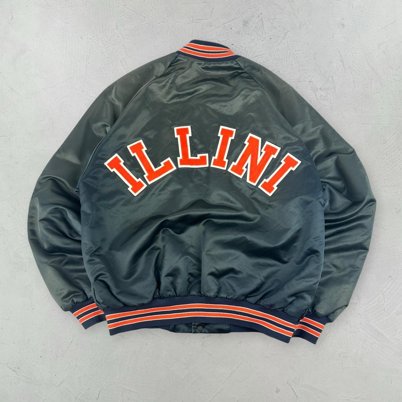 ILLINI 80s USA Navy Grey University Varsity Jacket - Medium
