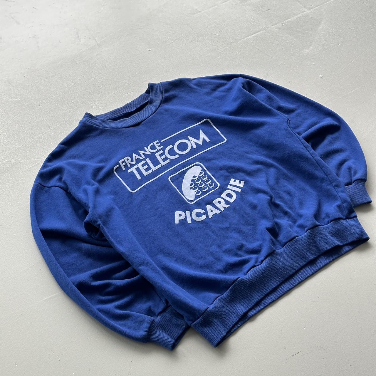 Blue France Telecom Vintage Graphic Sweatshirt - Medium Oversized