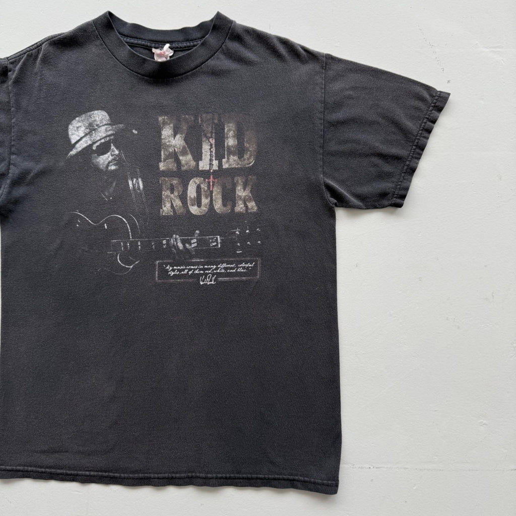 Faded Black Kid Rock 90s Vintage Graphic Band T-Shirt - Small