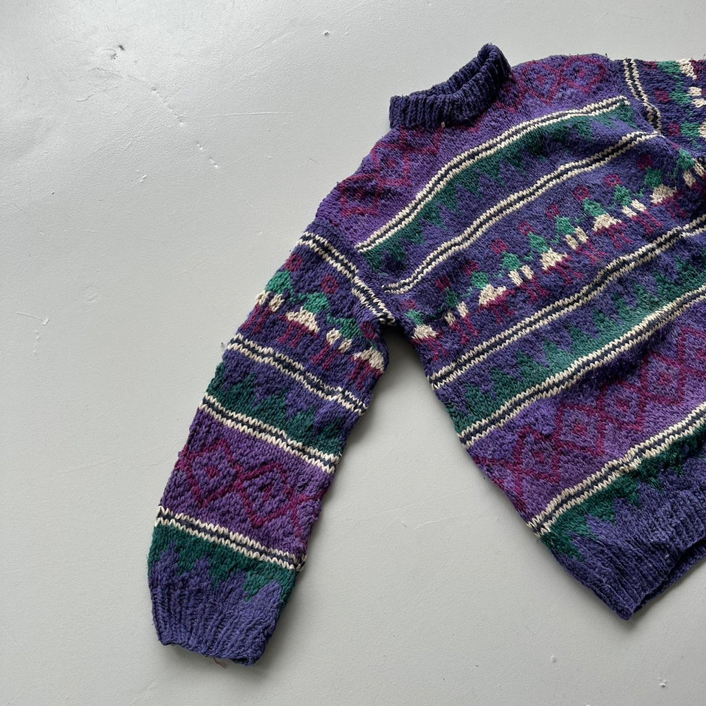 Purple Ecuadorian 80s Chunky Knit Jumper - XL