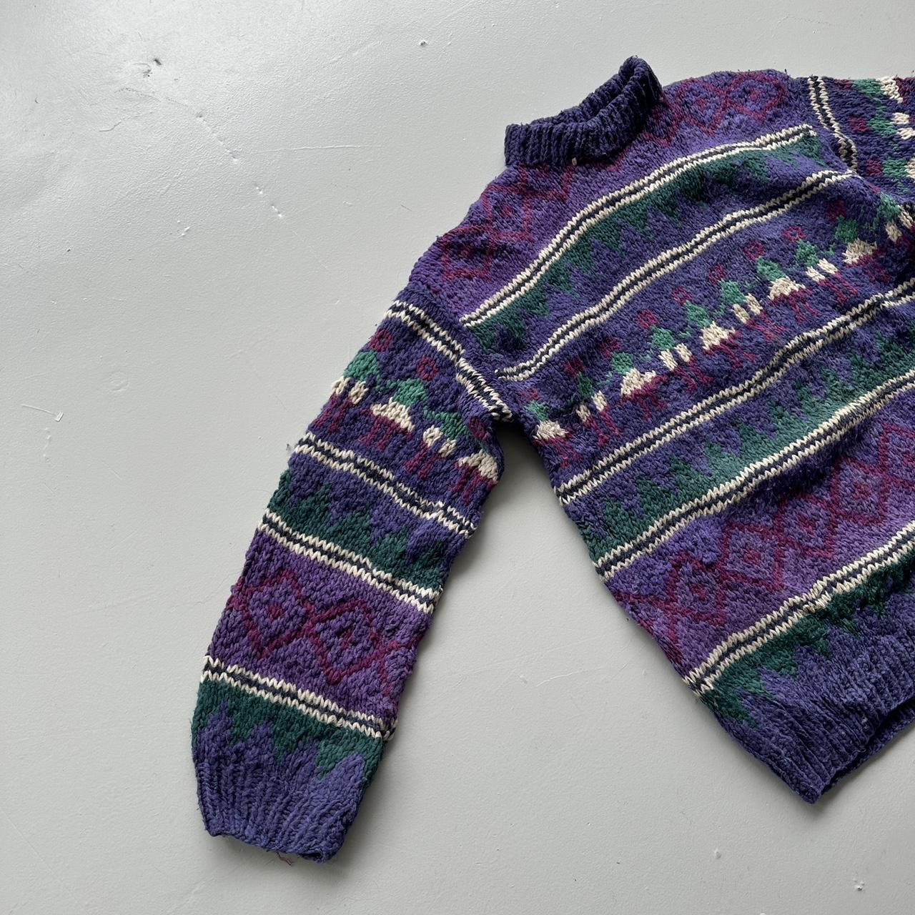 Purple Ecuadorian 80s Chunky Knit Jumper - XL