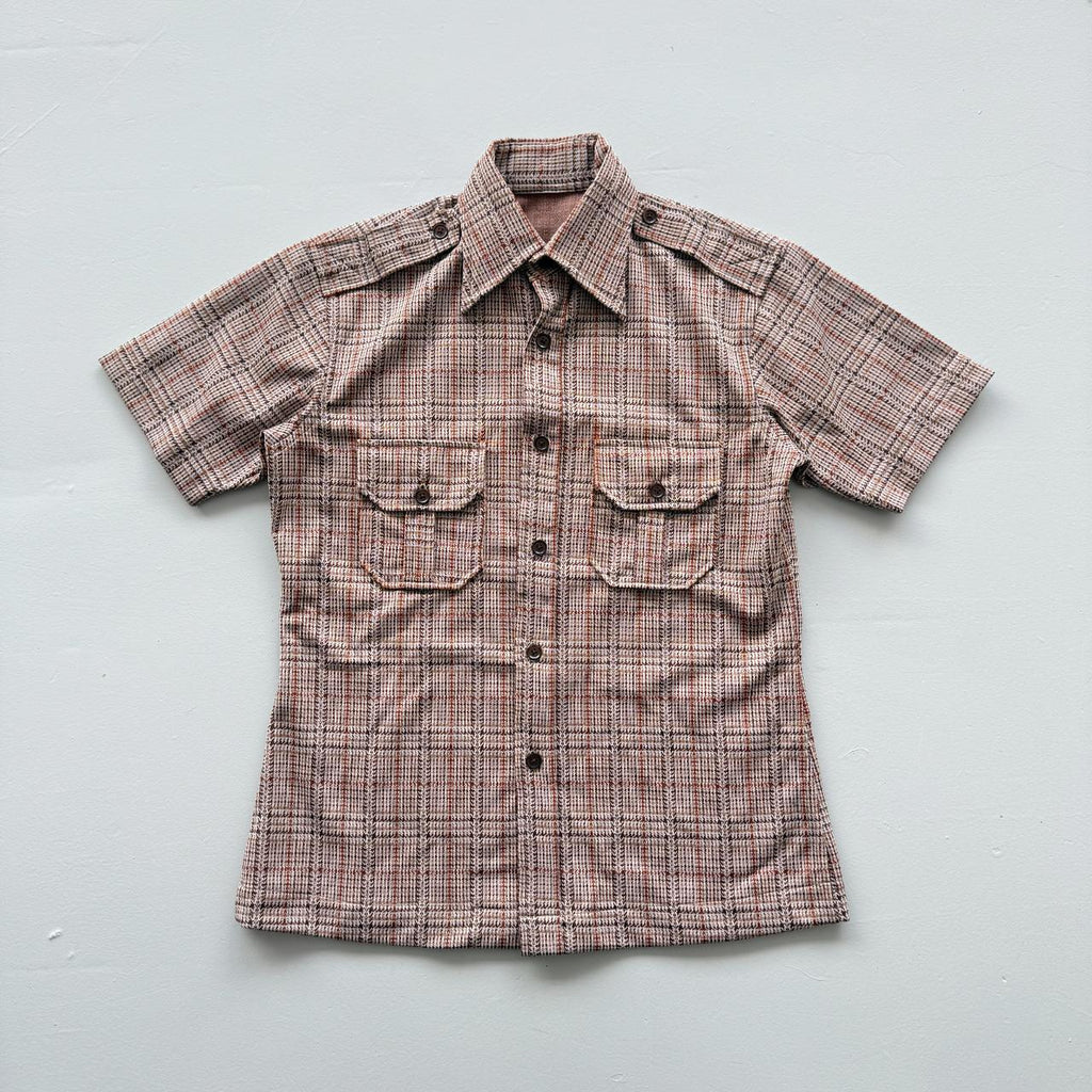 Brown Checkered Vintage 70's Shirt - Medium