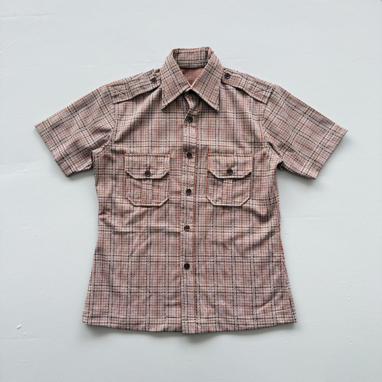 Brown Checkered Vintage 70's Shirt - Medium