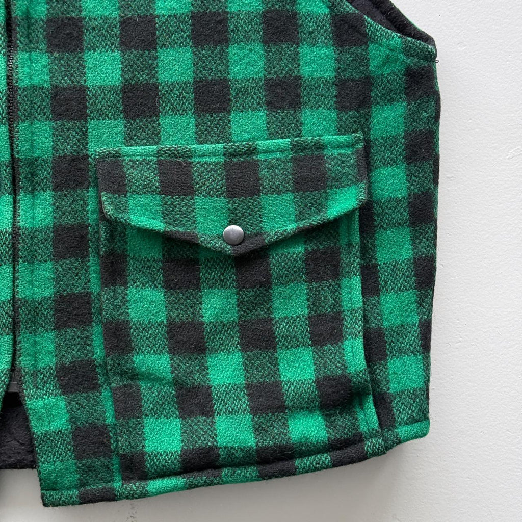 Checkered Johnson Woollen Mills 70s Vintage Buffalo Plaid Waistcoat / Vest - XL