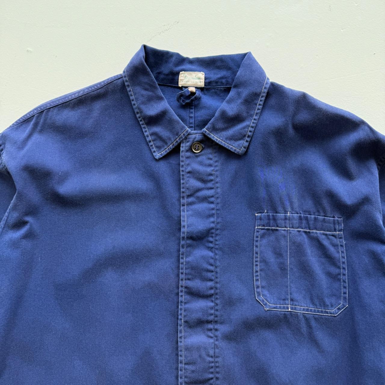 Blue French Workwear Style 80’s Vintage Chore Jacket - Large