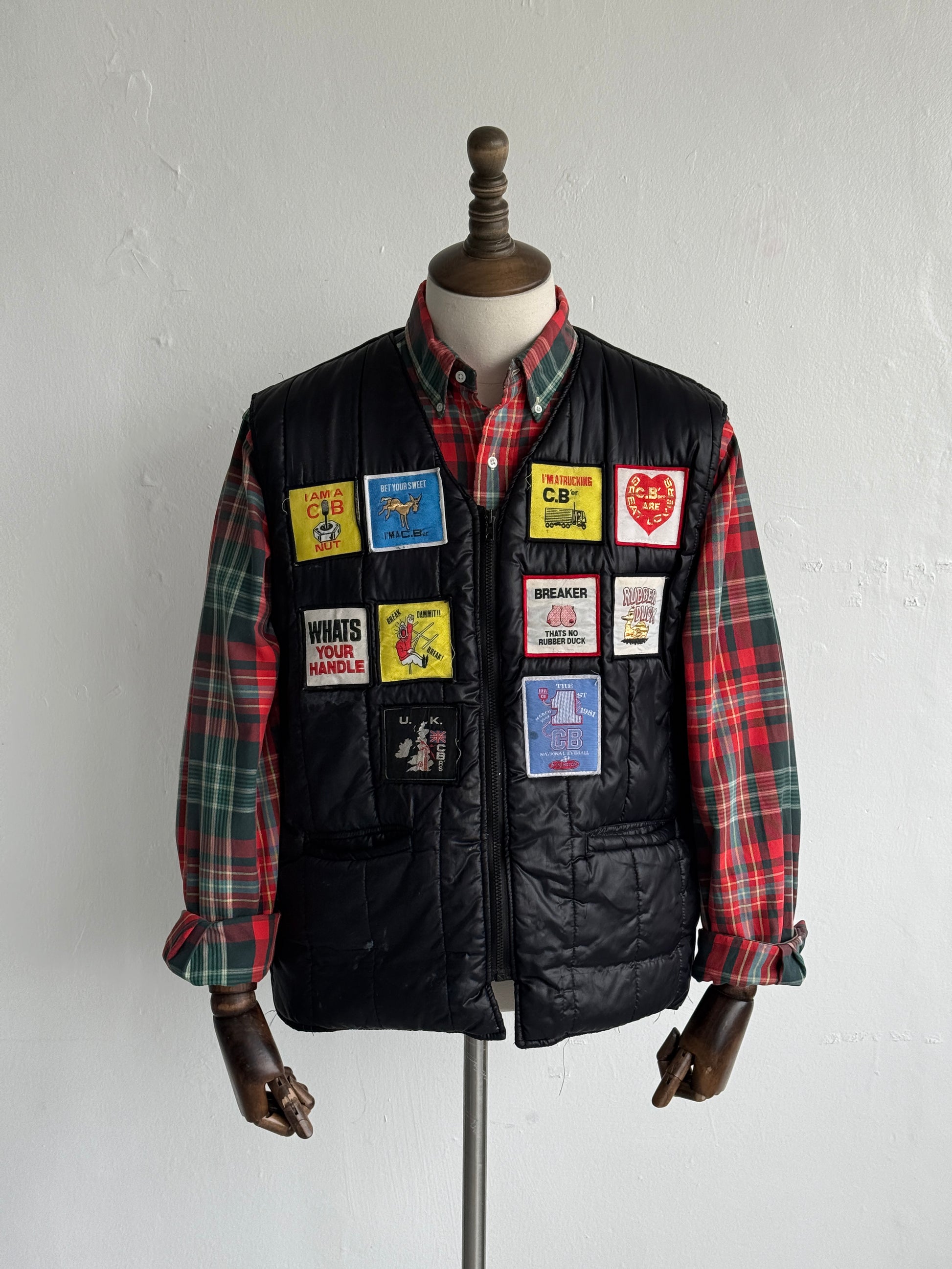 CB Radio Nuts Patch Quilted 70s/80s Vintage Gilet Vest - XL