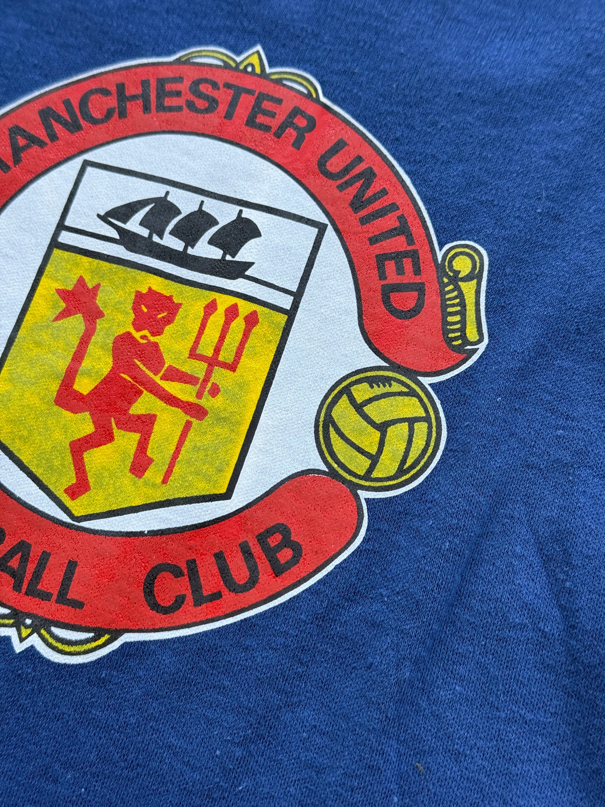 Navy Manchester United Football Club 80's Vintage Graphic T-Shirt - XS