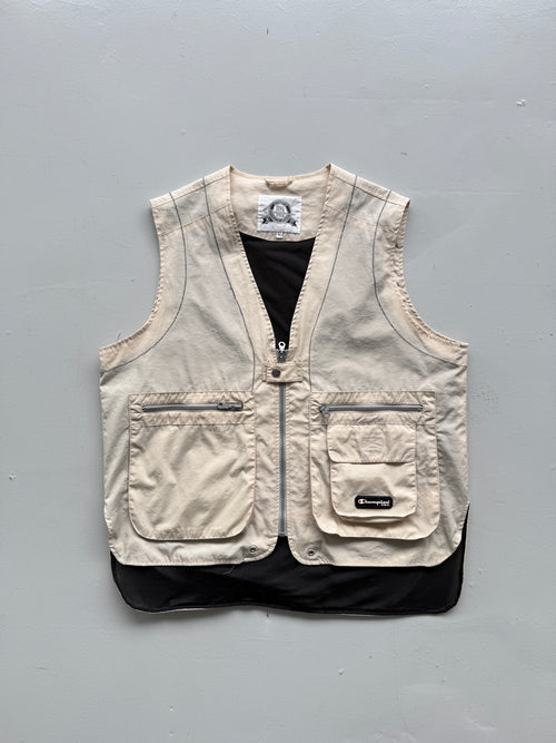 Cream Champion 90's Vintage Utility Vest Gillet - XL
