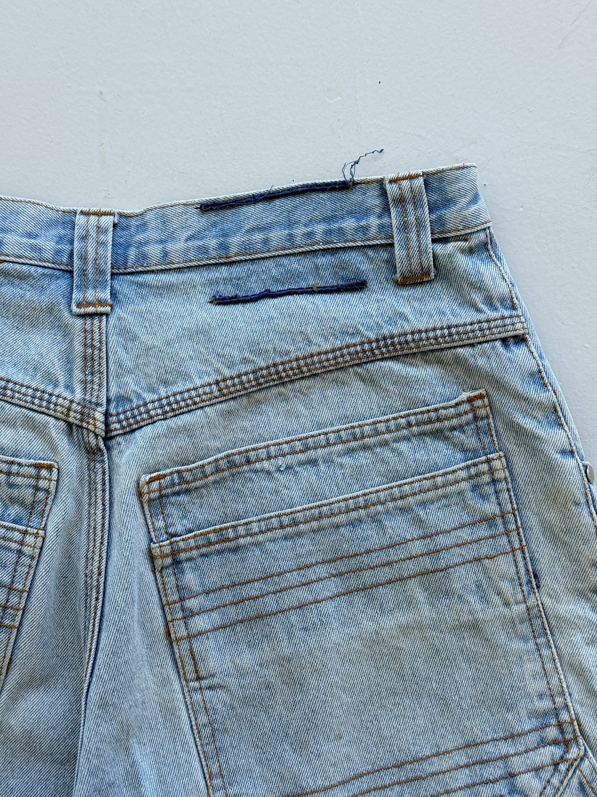 Light Blue HID 90's Vintage Baggy Hip Hop Carpenter Denim Shorts - W32 x L10.5
