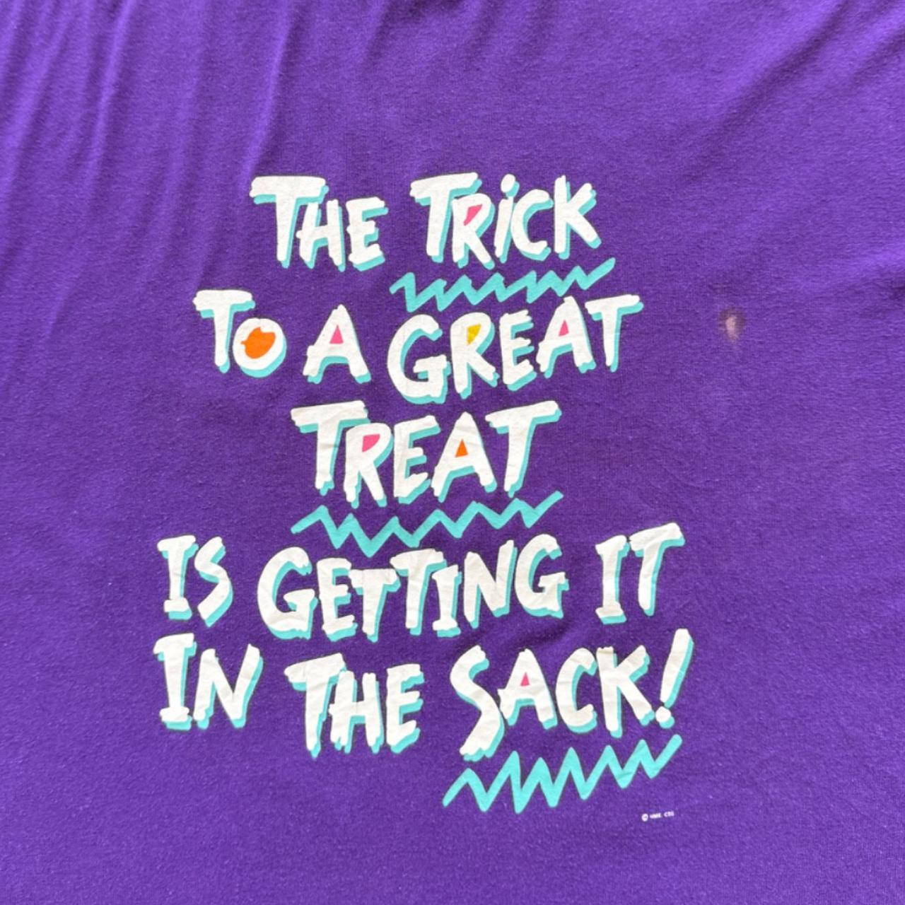 Purple Halloween 90s Slogan Vintage T-shirt - XL