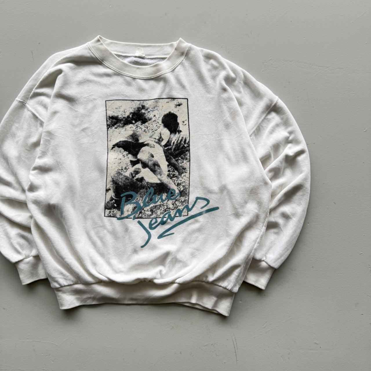 White Blue Jeans 90’s Vintage Graphic Sweatshirt - Medium
